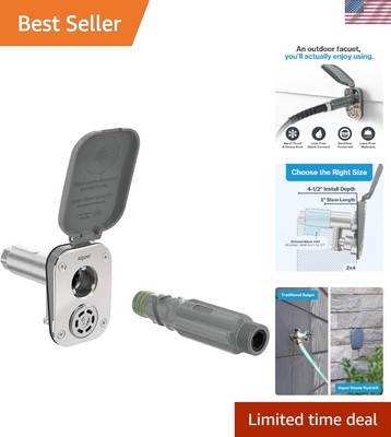 Slate Gray Outdoor Hose Bib V2+: Frost Resistant Faucet with Backflow Protection