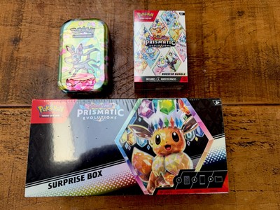 Prismatic Evolutions Bundle - Überraschungsbox, Booster Bundle & Mini Tin SEALED  