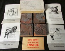 1917 COOPERSTOWN NY BANK BOX  4 MINT COPPER & WOOD PRINTING BLOCKS ADVERTISING