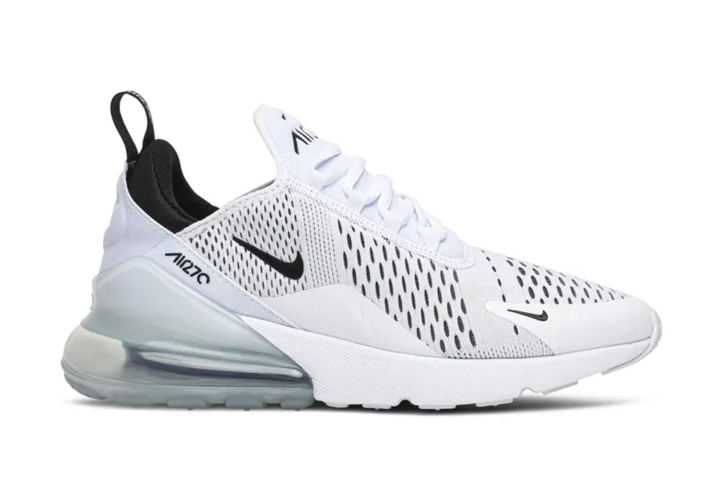 SIZE 9 - NEW Nike Air Max 270 White Black Workout Running Shoe AH6789-100 Womens