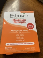 ESTROVEN Menopause Relief Max Strength Hot Flashes  15Ct Caplets 09/26 ***
