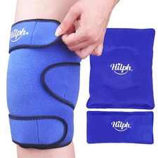 Knee Ice Pack Wrap, Reusable Adjustable Brace with 2 Gel Hot Cold Packs Aroun...