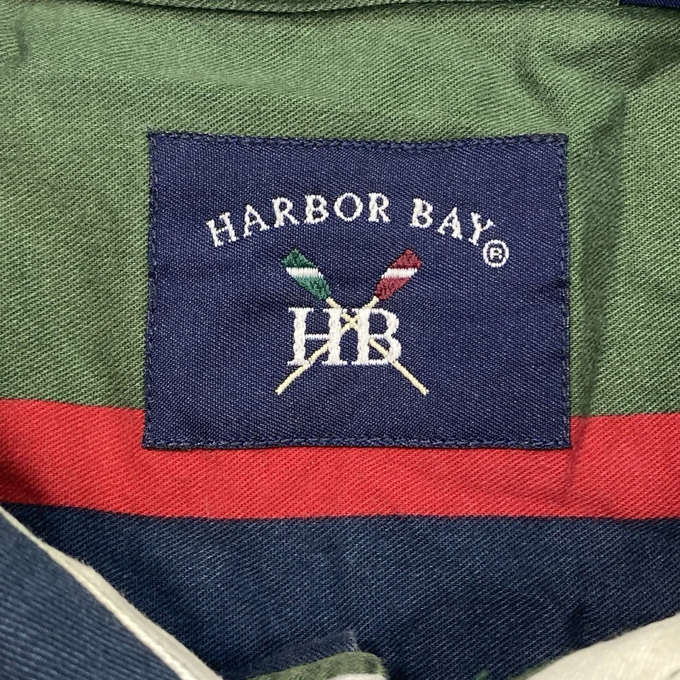 Vintage 90s Harbor Bay Striped Multicolor Button Down T-Shirt Men’s Size 2XL - Image 2 of 4