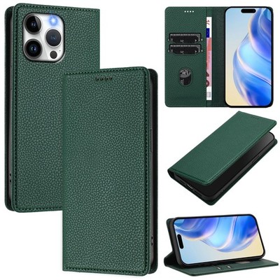For Motorola Infinix Magnetic Lychee Grain Leather Wallet Case Flip Stand Cover