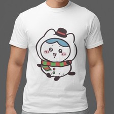 Cute Chiikawa Snowman Hachiware Christmas Kawaii Anime Graphic Unisex T Shirt
