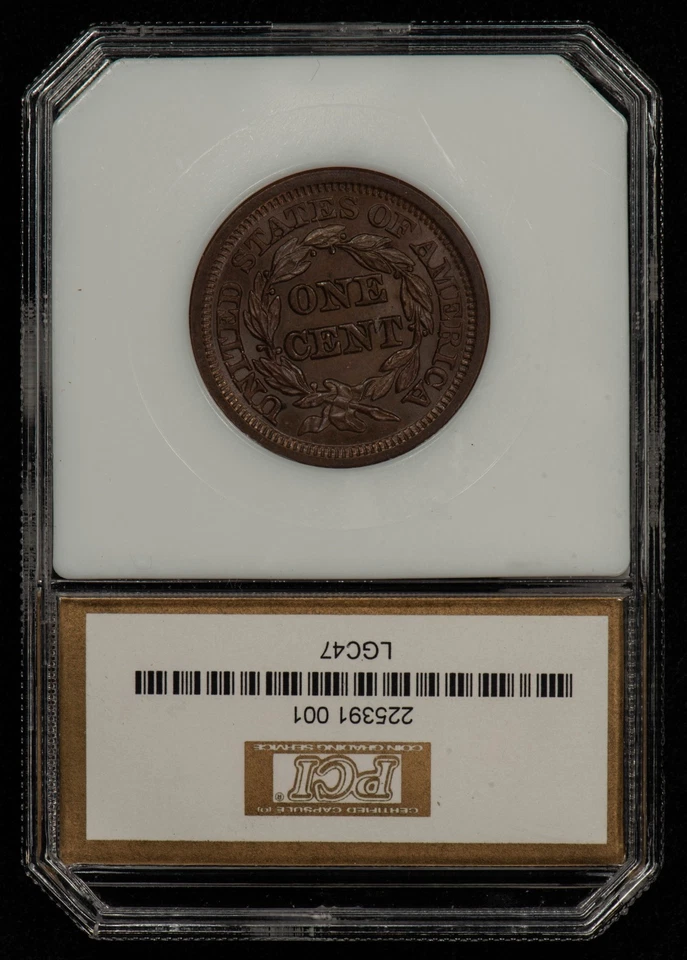 1847 1c Braided Hair Large Cent - PQ Brown - Original BU - Slab - VIDEO - B5185 - Image 3 of 4