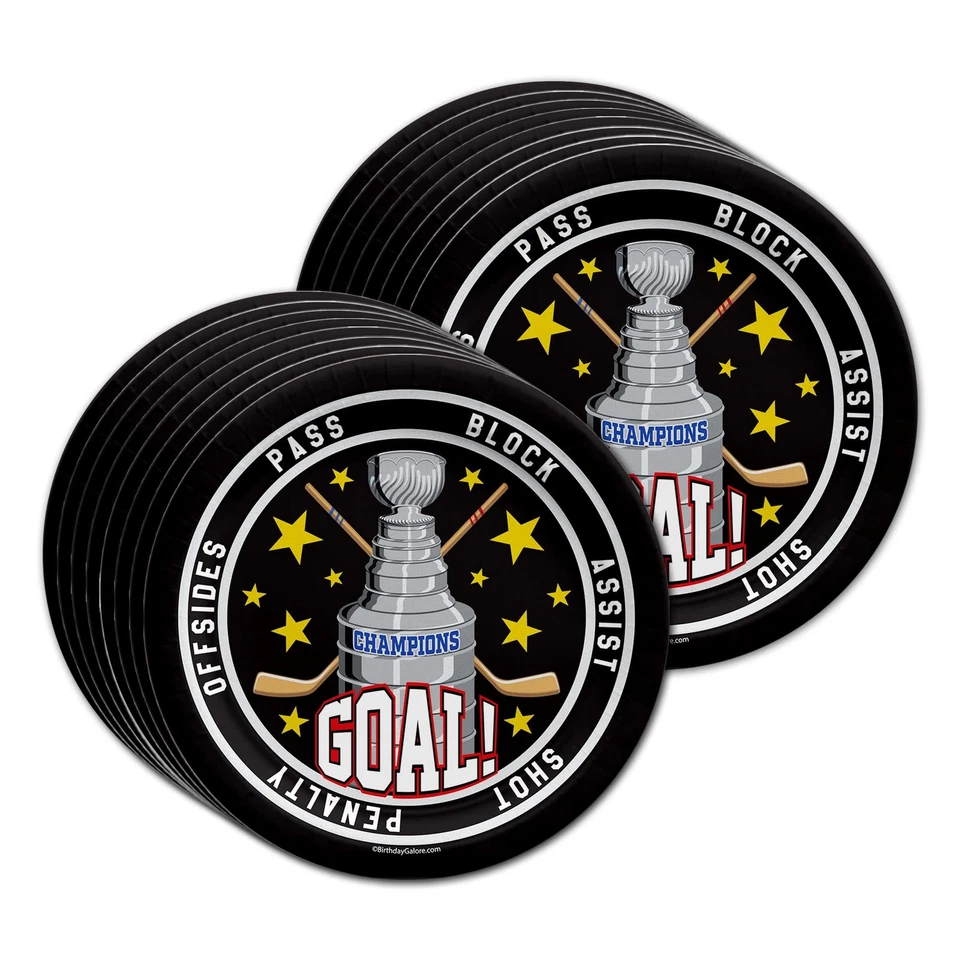 Juego de suministros de fiesta de cumpleaños de hockey platos servilletas tazas vajilla kit para 16 Foto 2 de 4