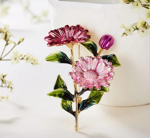 Fashion Accessory Women 3D Daisy Flower Scarf Shawl Brooch Pin Costume Jewelry