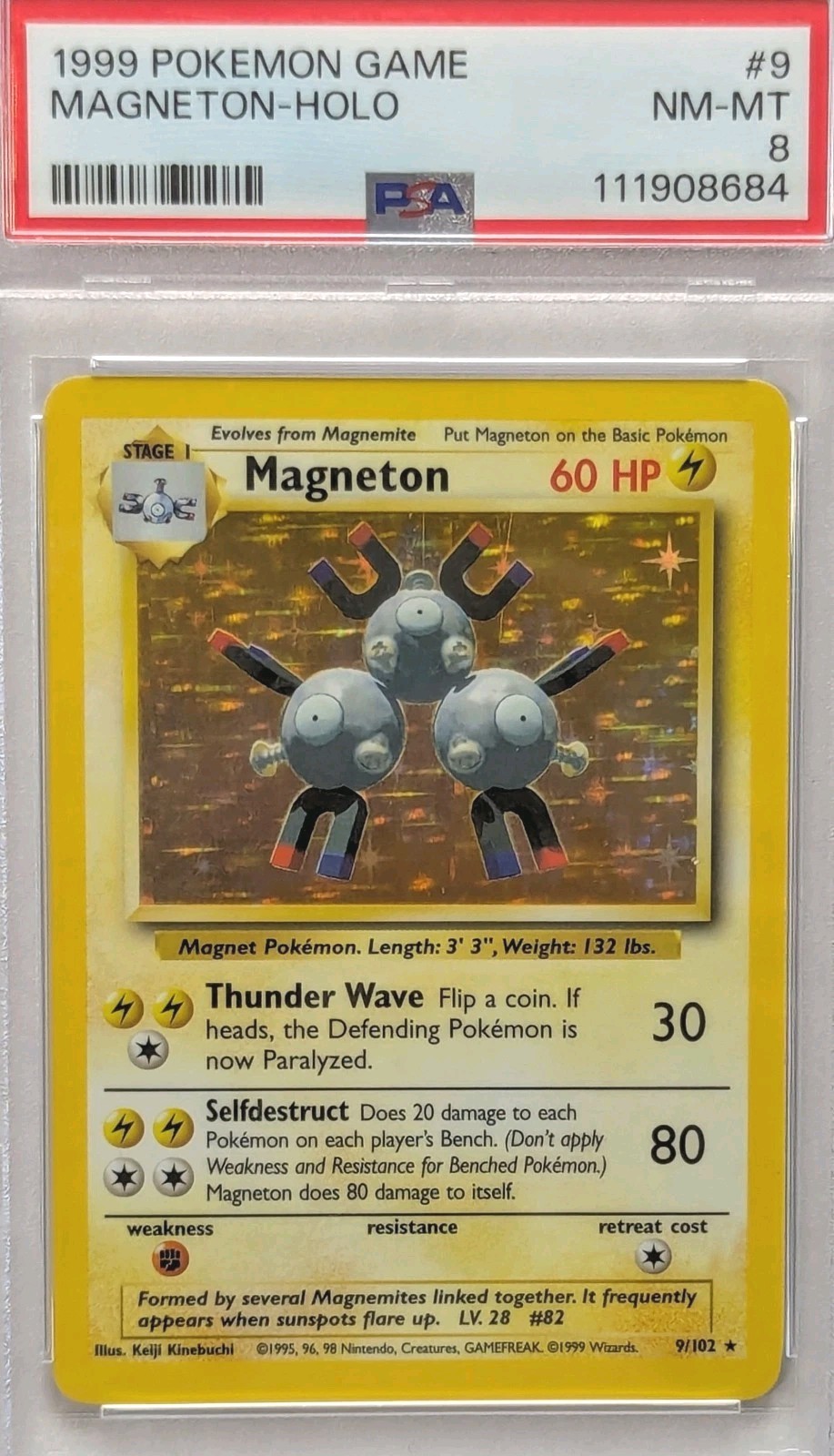 Magneton Holo PSA 8 Base Set 1999 WOTC Unlimited #9 Vintage Pokemon