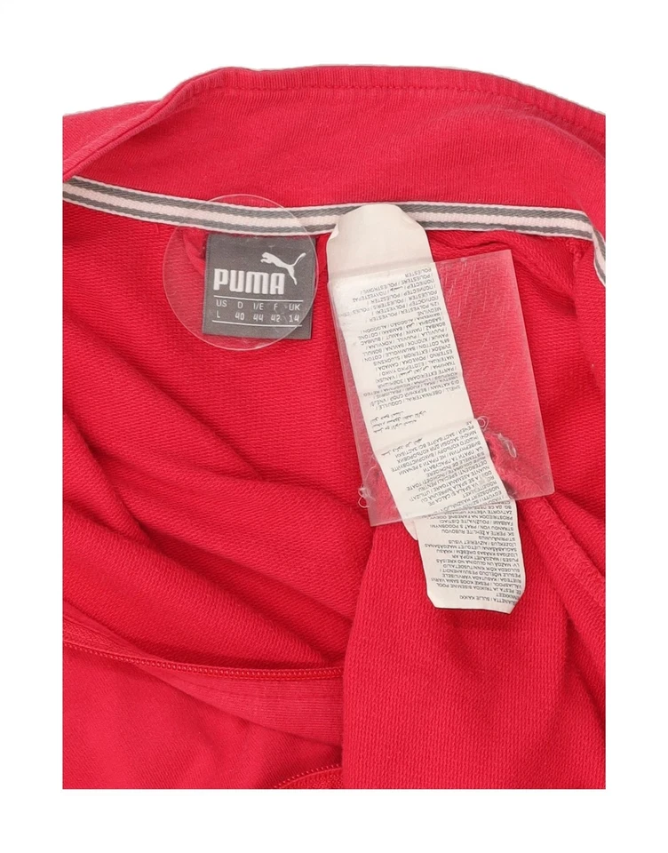 PUMA Womens Tracksuit Top Jacket UK 14 Large Pink Cotton DU82 - Image 3 of 3