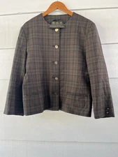 Kinloch Anderson Scotland Brown Plaid Women's Jacket Blazer Pure New Wool 14 NWT