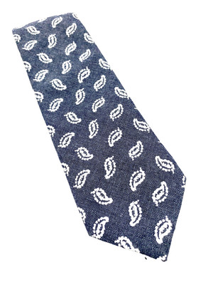 American Eagle Tie Skinny Necktie Mens Cotton Blue White 60 Long 2.5 Wide