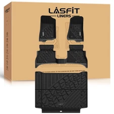 LASFIT Floor Mat & Cargo Mat for Jeep Wrangler 4xe 2021-2025 1st & 2nd Row Black