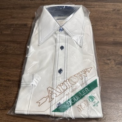 Arrow Doubler Short Sleeve Men's Button Up Shirt White Dagger Collar sz 15.5 NEW