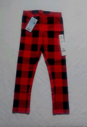 Cat & Jack Girls Red / Black Buffalo Plaid Leggings Size XS 4-5