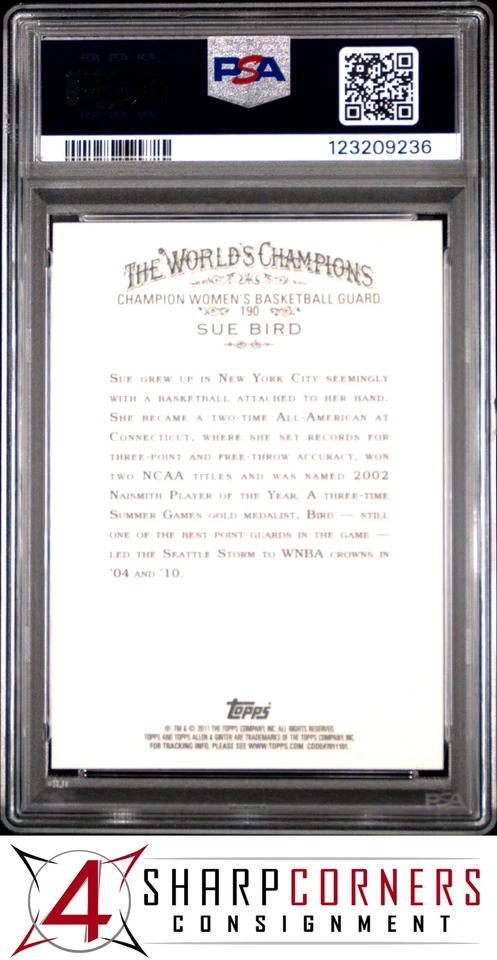 2011 TOPPS ALLEN & GINTER #190 SUE BIRD HOF PSA 10 - Image 2 of 3