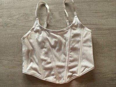 Colsie White Ribbed Adjustable Strap Corset Top Ladies Jr. size M