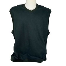 Vintage Nike Golf Vest XL Dark Blue Green Vneck Pull Over Soft Fleece Lined