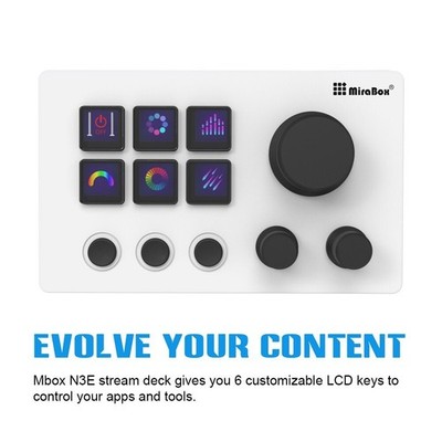 MiraBox Mbox N3E Stream Deck 6-Key Visual Keyboard Wired Custom Keyboard (White)