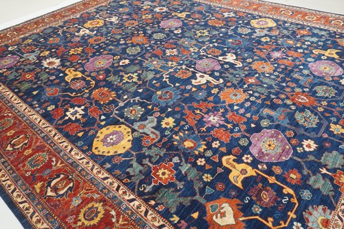 12 x 15 ft Navy Blue Bidjar Afghan Hand Knotted Wool Transitional All Over Rug - Picture 5 of 21