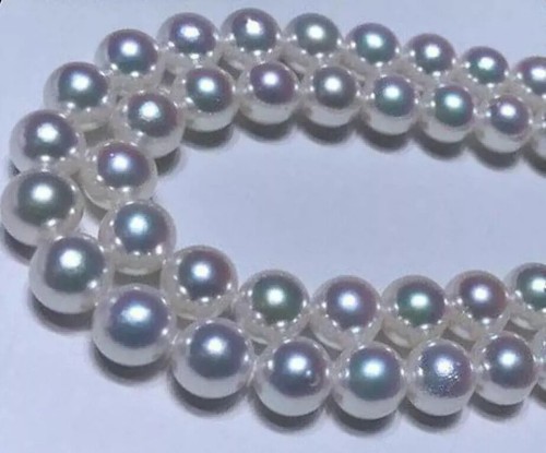 Hot AAA+ 8-9mm Real Natural Japanese Akoya White Round Pearl Necklace 35'' 14k P - Imagen 4 de 6