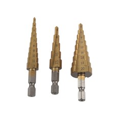 Titanium HSS Step Drill 4-20//22//32MM 6-25//35MM Hex Shank 1//4 Hole Drilling Tool
