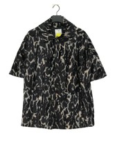 Tibi Women's Coat S Black Animal Print 100% Other Trench Coat