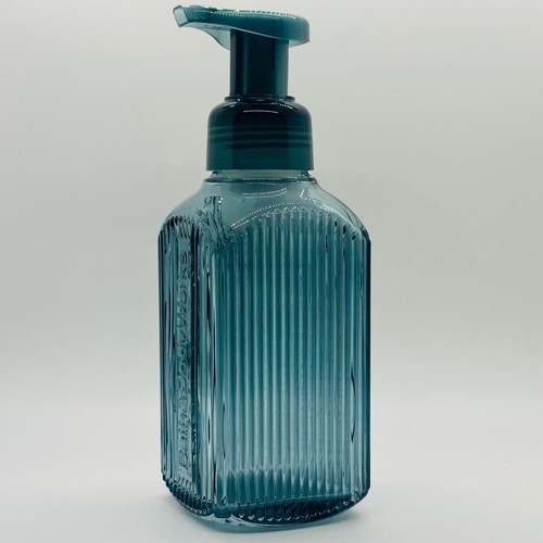 Bath & Body Works VERTICAL LINES DARK GREEN GLASS Hand Soap Holder Dispenser - Picture 5 of 8