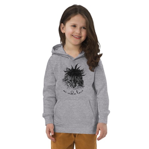 Frida Kahlo, Cat, Kids, eco, hoodie, Pets, Kangaroo, Kitty, Shirt, Meow design - Picture 2 of 7