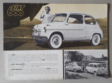 Fiat 600 Range Brochure Leaflet C.1959 - Convertible Multipla Fiat 600 Range Brochure Leaflet C.1959 - Convertible Multipla