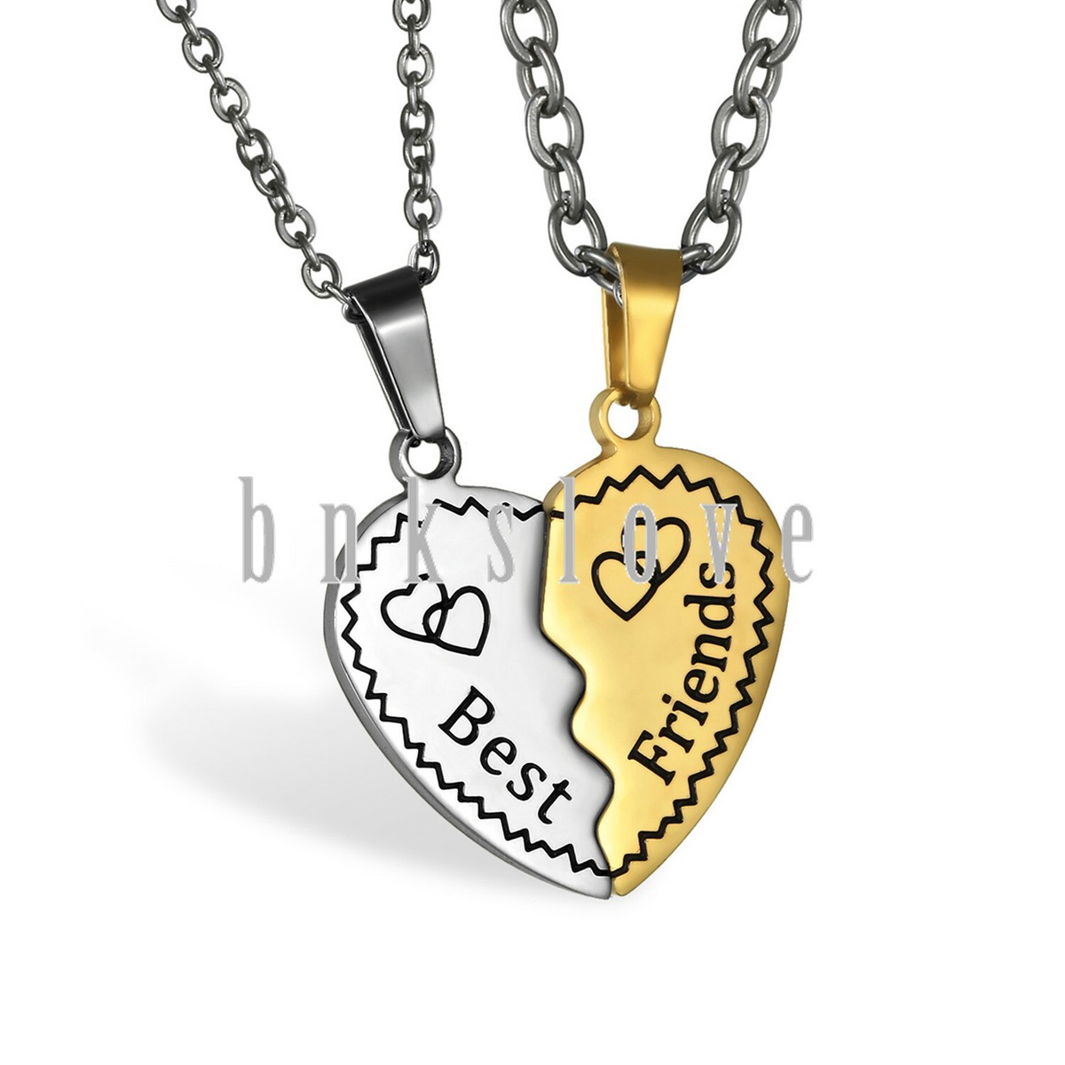 2Pcs Stainless Steel Best Friends Matching Puzzle Heart Pendant