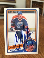 1984-85 O-PEE-CHEE OPC #244 CHARLIE HUDDY SIGNED AUTOGRAPHED CARD