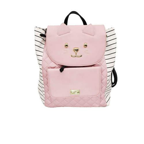 New! LUV BETSEY by Betsey Johnson JESS Kitty Cat Backpack White Pink NWT