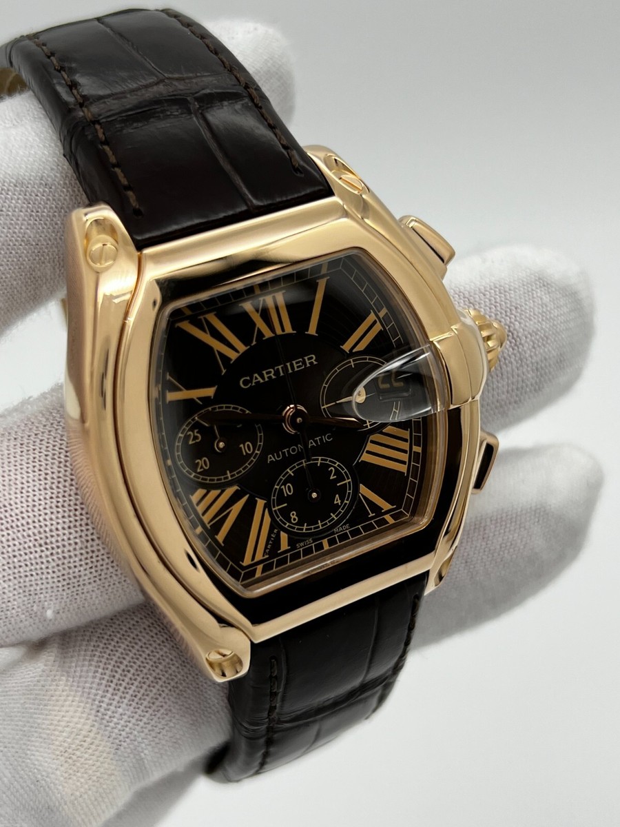 Cartier Ref 2848 Roadster Chronograph XL 18K Rose Gold Leather