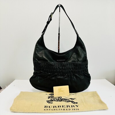 AUTHENTIC BURBERRY SOFT LEATHER HOBO SHOULDER BAG W DUST BAG MADE - Main Image