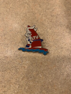 Rabbit Surfing Logo LTU German Airlines Old Vintage Ad Pin / Badge 