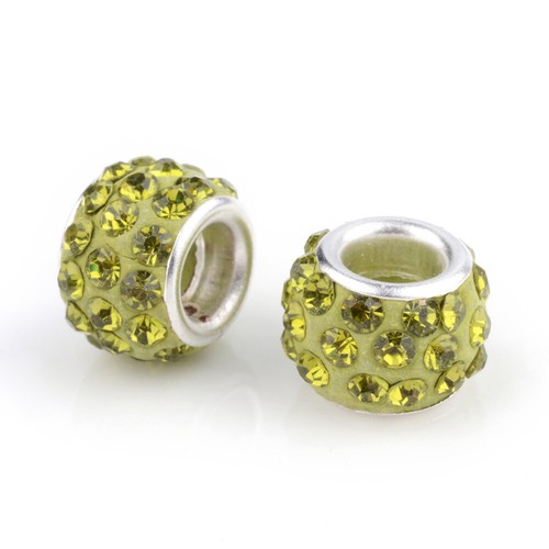 100pcs Rhinestone European Beads Large Hole Polymer Clay Spacer Bead 10~12mm - Picture 12 of 32