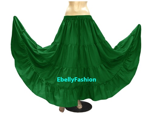 Purple - Cotton 4 Tier 6 Yard Skirt Maxi Belly Dance Gypsy Flamenco Tribal Jupe - Picture 10 of 35