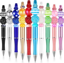 Yexiya 10 Pieces Beadable Pens Bulk with 40 Pcs Assorted Colors Beads for DIY Pe