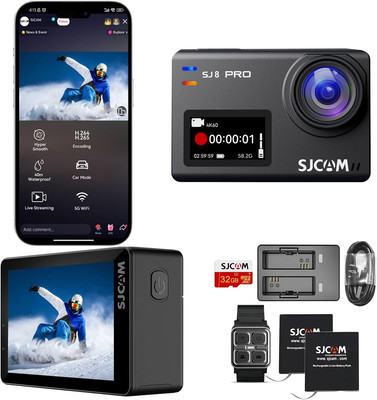Sj8Pro Native 4K60Fps Action Camera with 170° FOV HDR, EIS Stabilization, 8X Slo