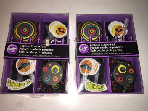 New Lot Of 2 Wilton Cupcake kit Combo Pack Halloween 48 Cups Picks Pumpkin Party - Picture 1 of 6