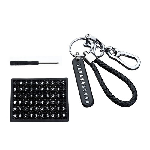 1x Car Anti-Lost Keychain Phone Number Strip Card Weave Rope Pendant Key Holder - Picture 6 of 14