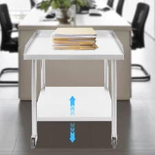 2-Layers Work Table Stainless Steel Working Bench Commercial Prep Table 500kg