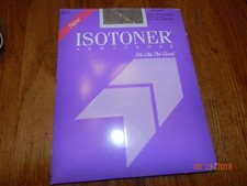 Vintage 80s Isotoner Pantyhose Silky Sheer Sandalfoot Camel Sz One 502