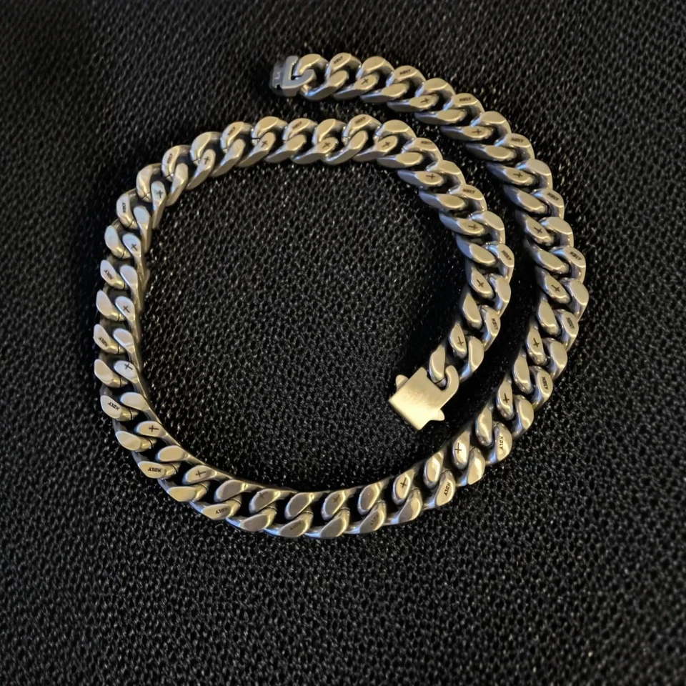 Collar de alambre de púas, cadena cubana, acero inoxidable 316L, joyería punk Foto 4 de 4