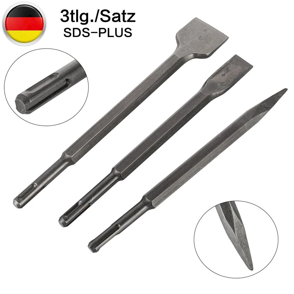 3x Für BOSCH-Meissel Heller SDS-Plus Meißel Spatmeißel Spitzmeißel Flachmeißel - Bild 4 von 4