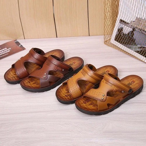 Sandalias De Piel Para Hombre Sandalia De Cuero Moda De Playa Para Verano - Picture 3 of 14