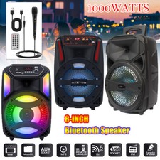 8'' 1000W Portable FM Bluetooth Speaker Subwoofer Heavy Bass Sound System Party