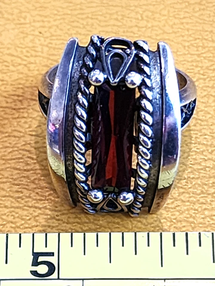 Anillo con incrustaciones de cristal de plata de ley estilo ALEXIS BITTAR talla 8 Foto 2 de 4