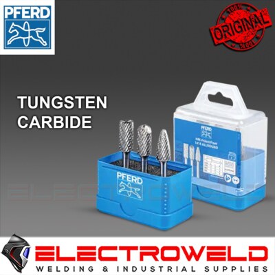3x PFERD Cut Allround Tungsten Carbide Burr Set, 1/2'' Drill Head Steel 26001046